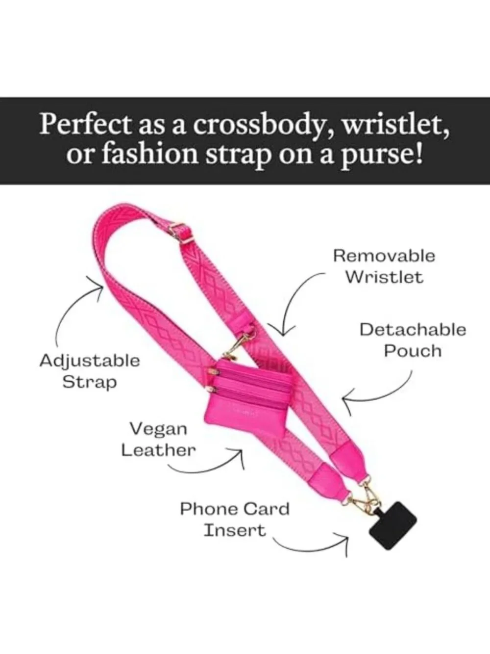 Stylish Clip & Go Phone Lanyard with Wallet Pouch - Classic Magenta Accessory